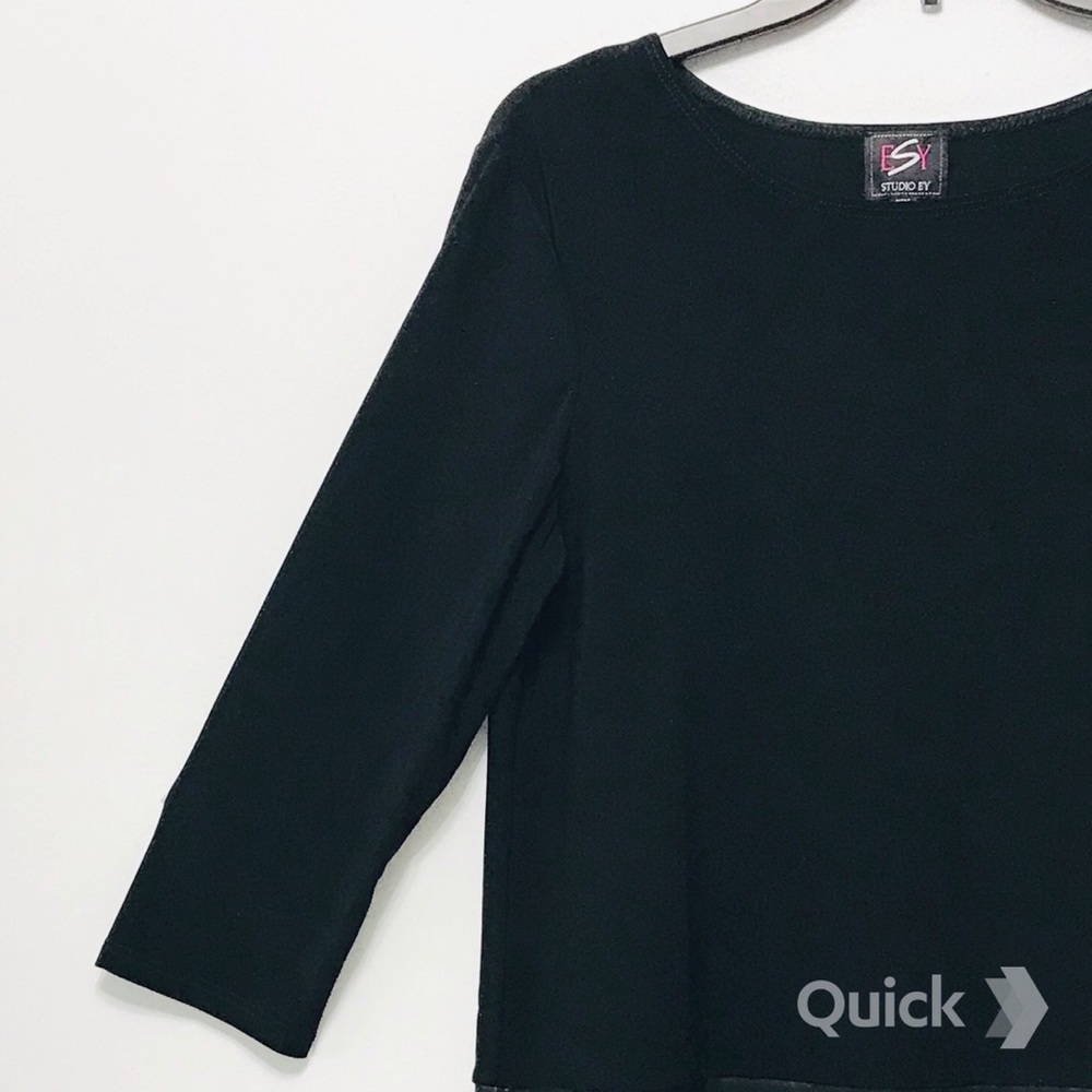 New Black Leatherette Top By Studio EY